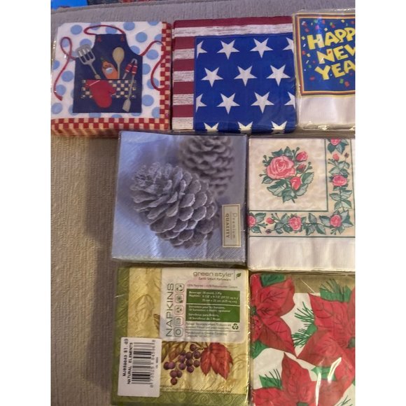 BEVERAGE COCKTAIL NAPKINS Lot 10 Complete Pkgs All Seasons OccasionsEACH Pkg ~16 - Picture 1 of 5